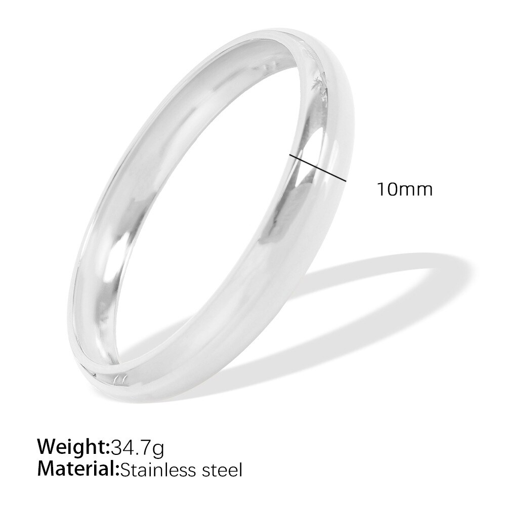 1 Piece Simple Series Simple Solid Color Stainless Steel 18K Gold Plated Women's Bangles h5 